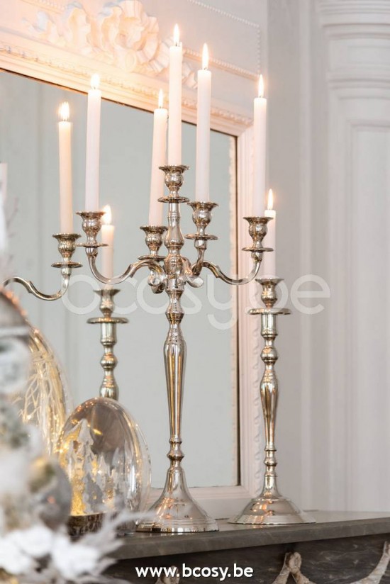 Jline Candleholder 5 Arms Classic Aluminium Silver Large