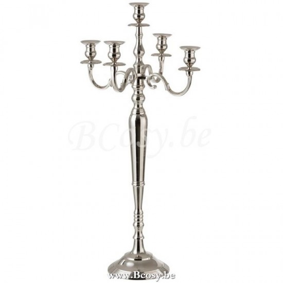 J Line 19173 Kandelaar 5 Armen Klassiek Aluminium Zilver Large 100H kaarshouders kaarsenhouders kandelaars