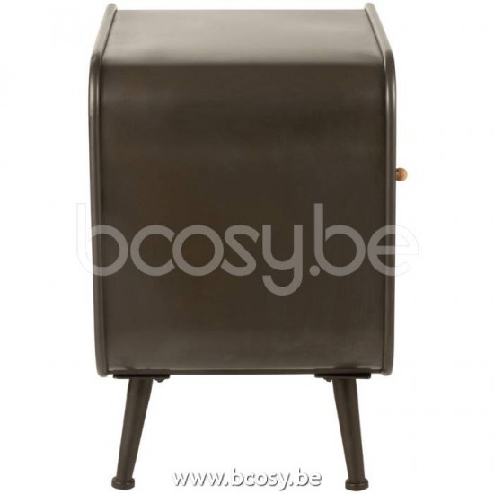 tables de nuit chevet Jolipa J Line Jline Table Gigogne 1 Tiroir Metal Bois Noir Naturel