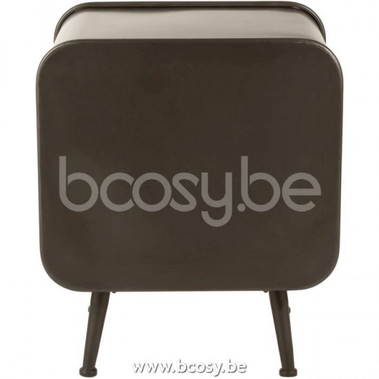 J Line Jline Jolipa 19484 Bijzettafel 1 Lade Metaal Hout Zwart Naturel