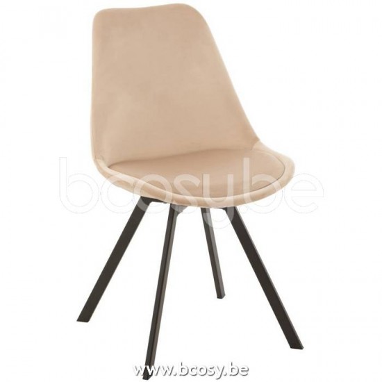 J Line 19508 Stoel Helene Metaal Textiel Beige L55xB49xH84 cm stoelen eetkamerstoelen eethoekstoelen eettafelstoelen eetstoelen