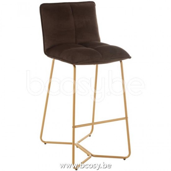 Jline Silla De Bar Pierre Metal Textil Marron Oscuro