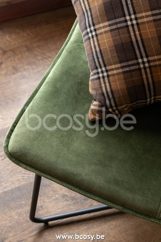 JLine J Line 19519 Lounge Stoel Isabel Metaal Textiel Groen L71xB67xH77 cm relax