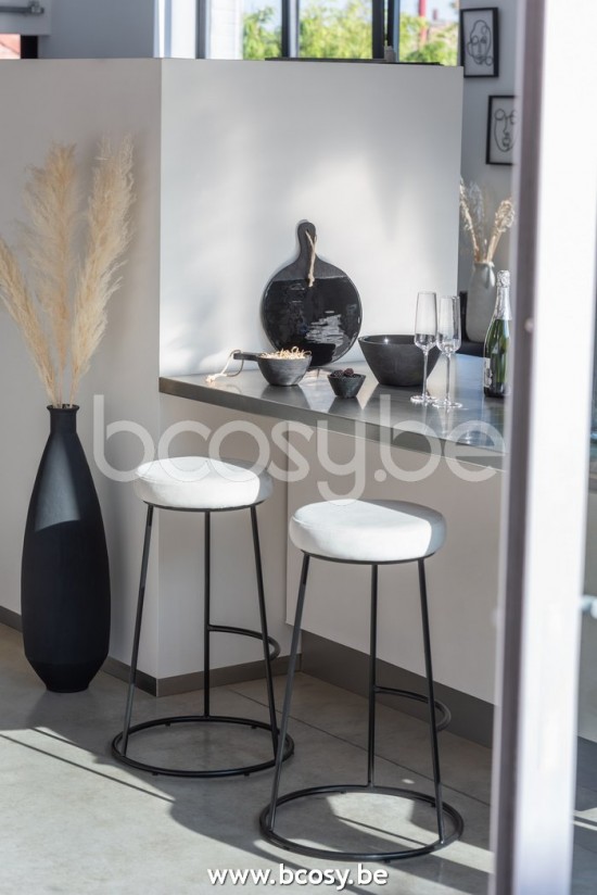 JLine J Line 19526 Zitting Voor Frame Textiel Wit L34xB34xH8 cm