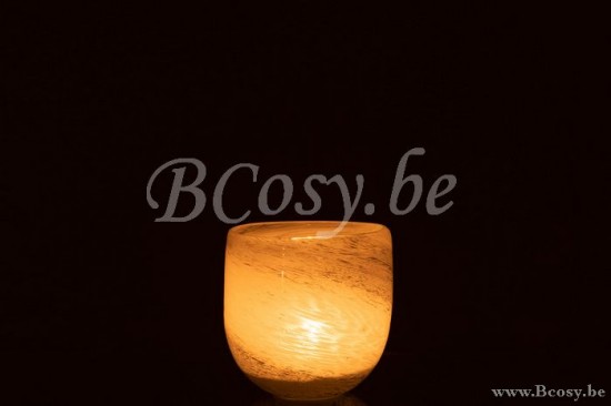 lanternes photophores Jolipa Jline Photophore Denim Verre Blanc Bleu Small