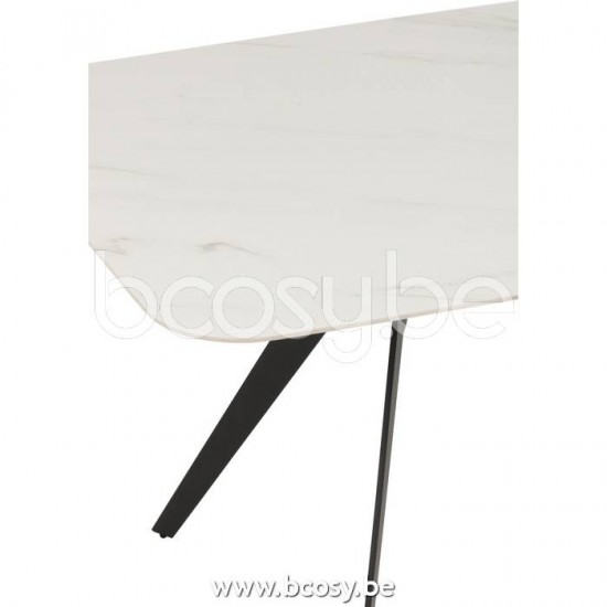 J Line Jline Table Rectangle Porcelain Metal White dining dinner tables