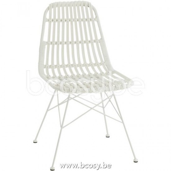 J Line 20343 Stoel Rachel Buiten Metaal Plastiek Wit L47xB57xH86 cm stoelen eetkamerstoelen eethoekstoelen eettafelstoelen eetstoelen