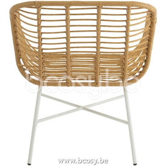 J Line Jline Jolipa 20351 Stoel Rachelle Buiten Metaal Plastiek Naturel Wit