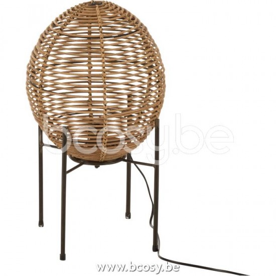 J Line Jline Jolipa 20396 Tafellamp Op Frame Metaal Rattan Naturel