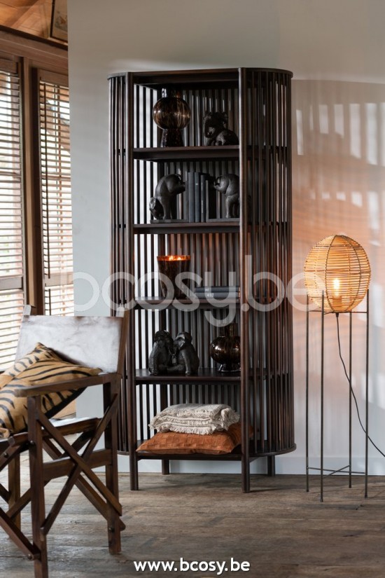 Jline Standing Lamp On Frame Metal Rattan Natural