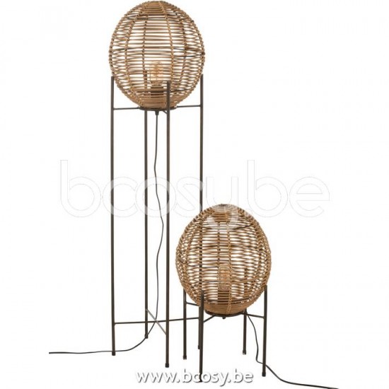 J Line Jline Jolipa 20397 Staanlamp Op Frame Metaal Rattan Naturel