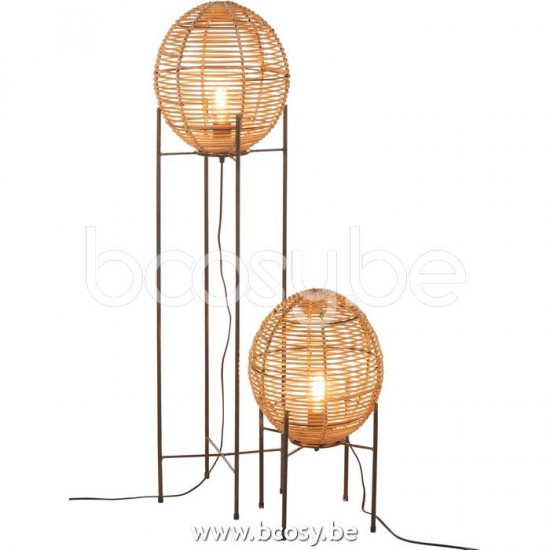 J Line Jline Standing Lamp On Frame Metal Rattan Natural Floor lights Standing Floorlamps