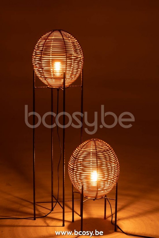 J Line Jline Stehlampe Auf Rahmen Metall Rattan Naturell Stehleuchten