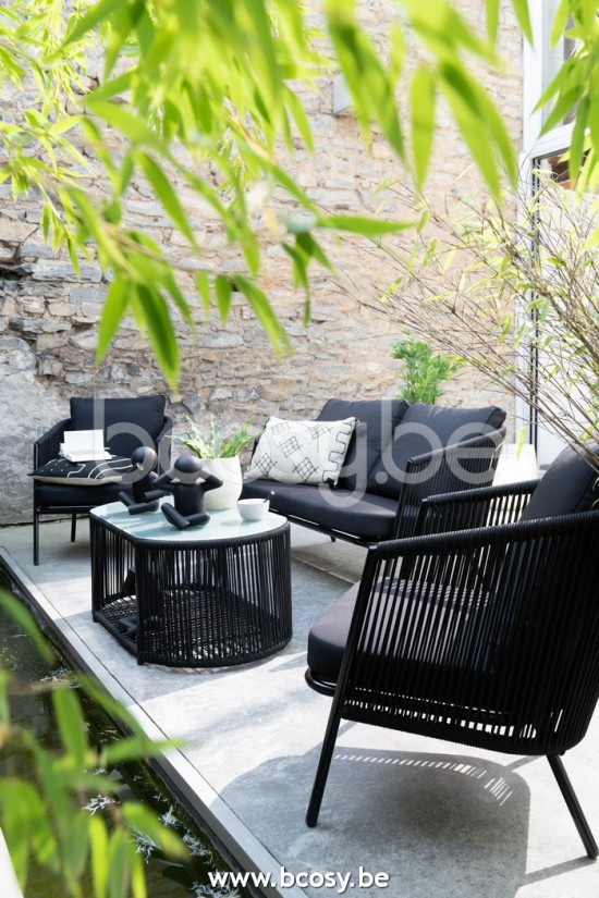 Jline Sofa Cojines 1 Persona Metal Cuerda Negro