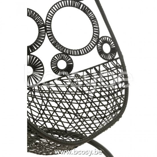J Line Jline Hängestuhl Kissen Bula Metall Rattan Schwarz stuhl haengend haengesessel