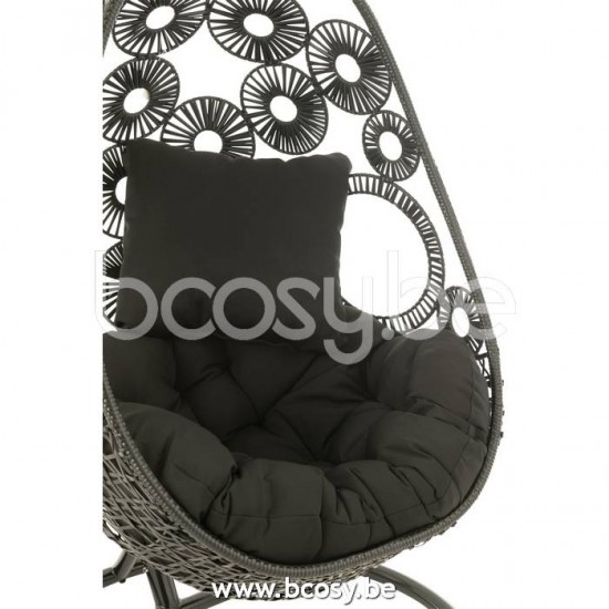 J Line Jline Sedia Da Sospendere Cuscini Bula Metallo Rosa Nero Base Bula Negro