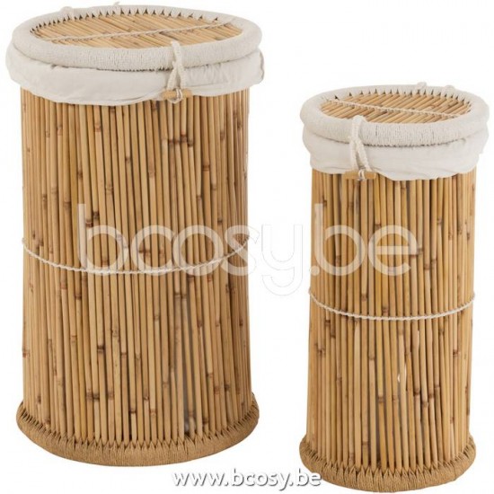 J Line Jline Set Of 2 Baskets Cylinder Bamboo Natural White baskets