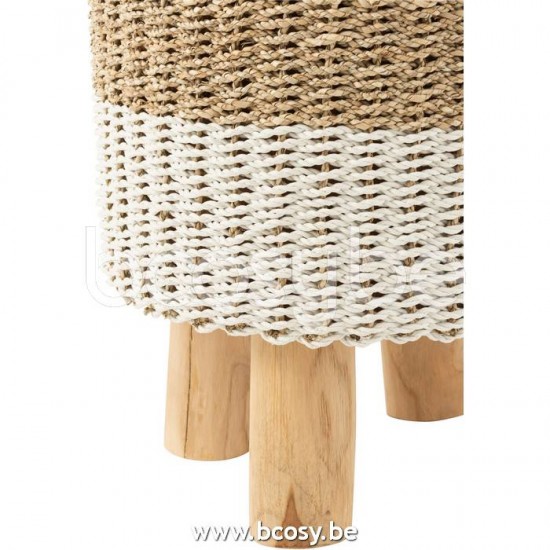 tabourets ronds Jolipa J Line Jline Tabouret Rond Zostere Blanc Naturel