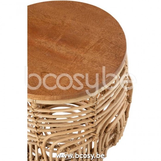 J Line Jline Jolipa 20775 Set Van 2 Bijzettafels Ellen Rotan Naturel