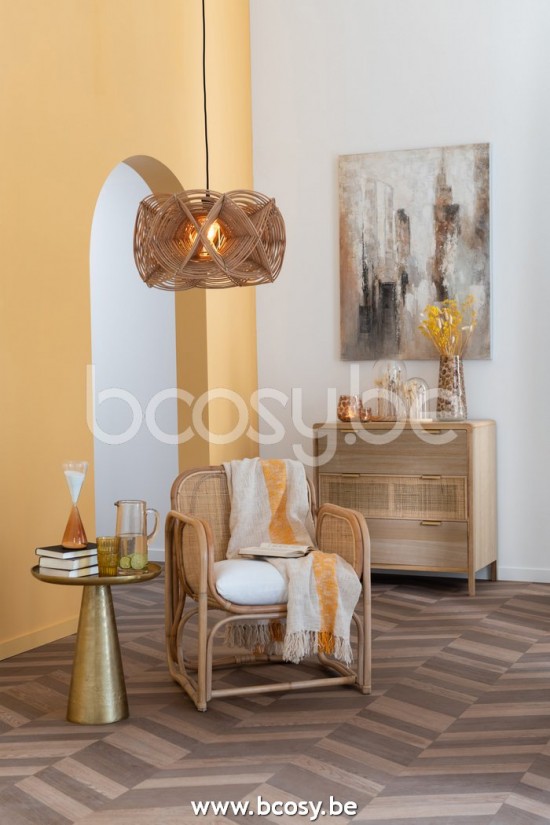 JLine J Line 20782 Stoel Kussen Casablanca Rotan Naturel L65xB63xH65 cm stoelen eetkamerstoelen eethoekstoelen eettafelstoelen eetstoelen