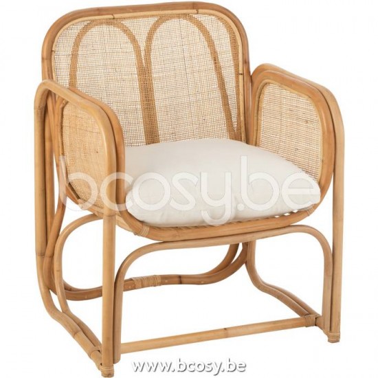 J Line 20782 Stoel Kussen Casablanca Rotan Naturel L65xB63xH65 cm stoelen eetkamerstoelen eethoekstoelen eettafelstoelen eetstoelen