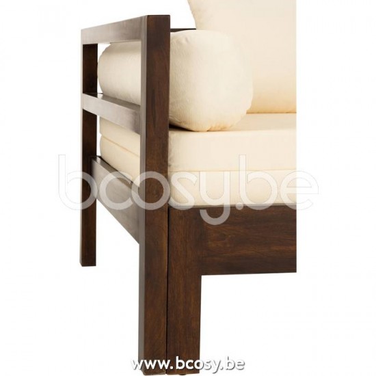 J Line Jline Sofa Bed Conie Mattress 4Cushions Mango Wood Dark Brown 2 two persons seaters couches