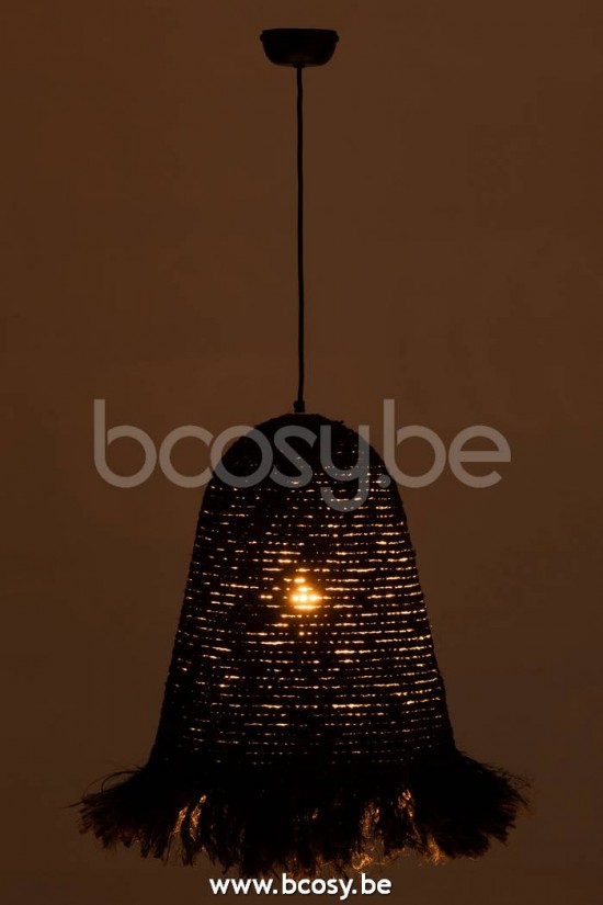 lampes suspendues suspensions pendantes Jolipa J Line Jline Lampe Suspendue Ozie En Fibres De Bananier Noir