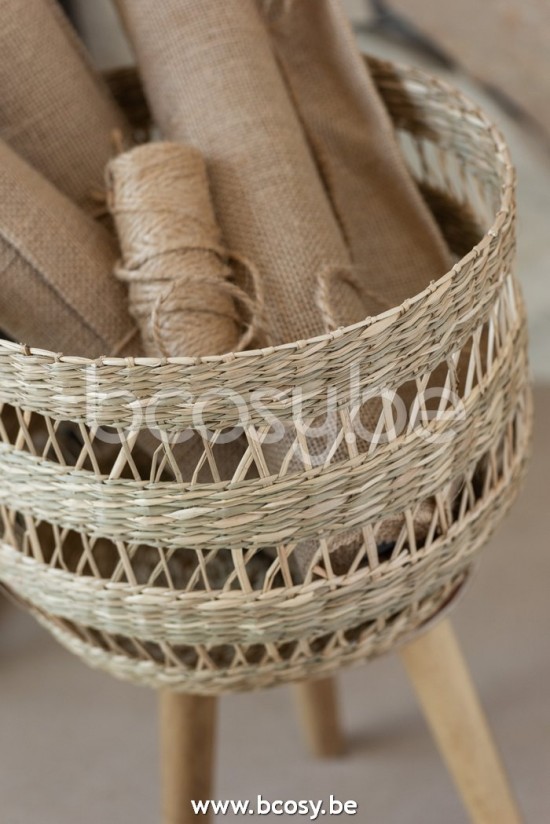 Jline Set De 3 Cestas En Tripode Hierba Marina Natural