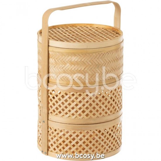 J Line Jline Storage Basket 3Compartments Bamboo Natural baskets