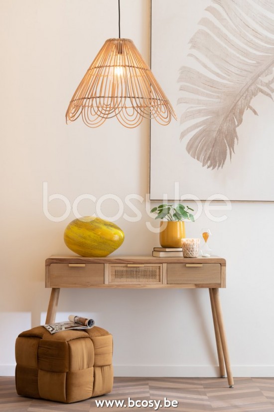 Jline Pantalla De Lámpara Colgante Flor Rattan Natural