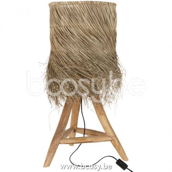 J Line Jline Jolipa 20913 Tafellamp Rafi Gras Teak Hout Naturel