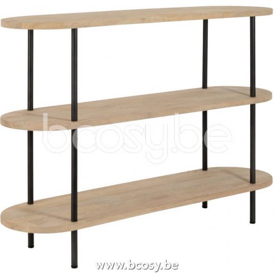 J Line Jline Konsole Eli 3 Bretter Mangobaum Metall Naturell Grau konsolen endtische