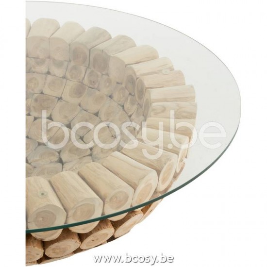 tables de salon basse Jolipa J Line Jline Table De Salon Disques Ouvert Teck Naturel Verre