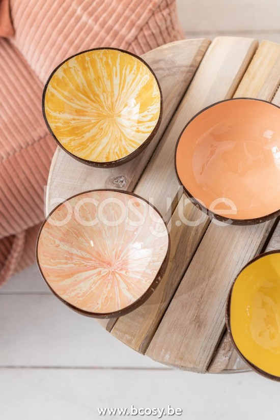 Jline Half Coconut Ball Nuye Nut Paint Yellow Assortment Of 2