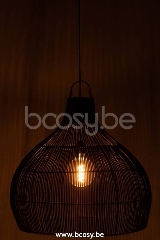 J Line Jline Jolipa 21171 Lampkap Peervorm Rotan Zwart