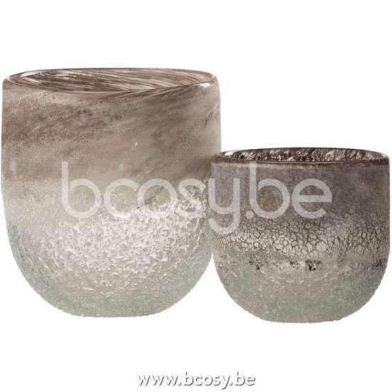 J Line Jline Jolipa 21273 Windlicht Scavo Glas Grijs Large