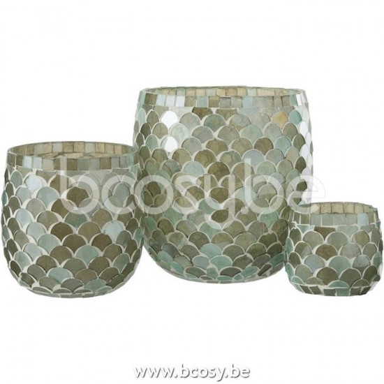 J Line Jline Jolipa 21409 Windlicht Mozaiek Glas Aqua Large