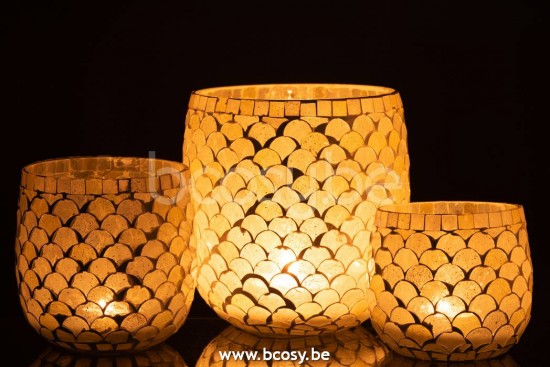 J Line Jline Windlicht Mosaik Glas Aqua Large t lichthalter teelichtleuchter teelichte