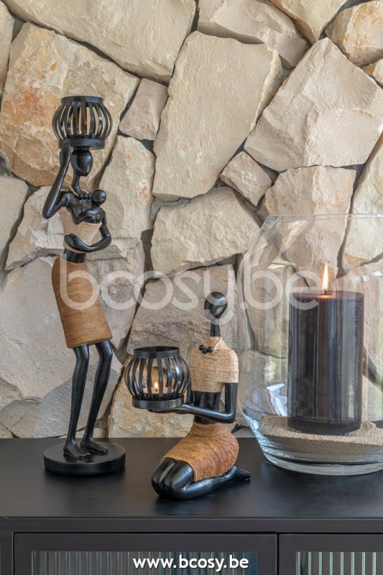 Jline Portavelas En Cabeza De Figura Etnico Poli Marron Surtido De 2