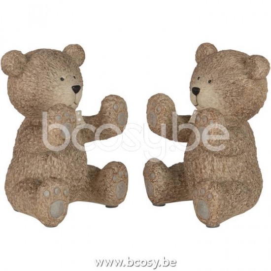 J Line Jline Jolipa 21578 Set 2 Boekensteun Teddy Poly Lichtbruin