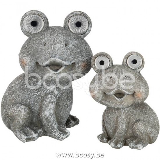 animal animaux statuettes Jolipa J Line Jline Grenouille Solaire Resine Gris Large