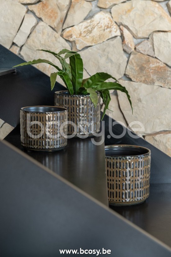 Jline Tarro Linea Ceramico Negro Marron Large