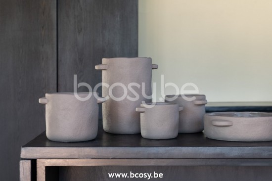 Jline Maceta Gustave Cemento Marron Oscuro Small