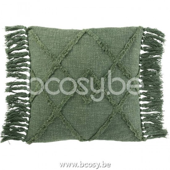 J Line coussins Jolipa Coussin Carre Losange Coton Poplyester Vert Fonce.