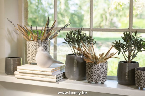 Jline Flowerpot Flower Ceramic Grey Blue Medium