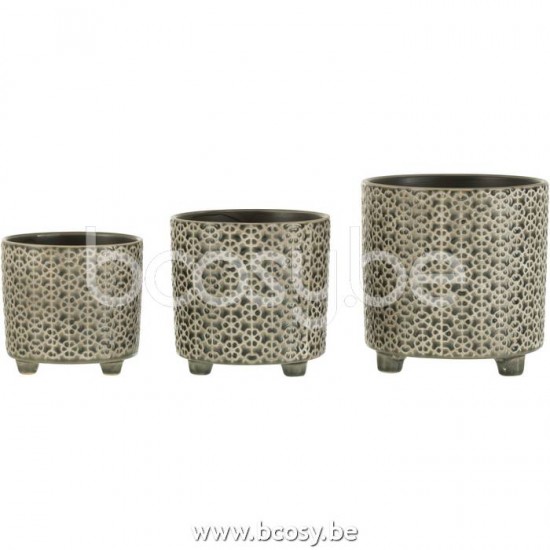 cachepots de fleur Jolipa J Line Jline Cachepot Fleur Ceramique Gris Bleu Large