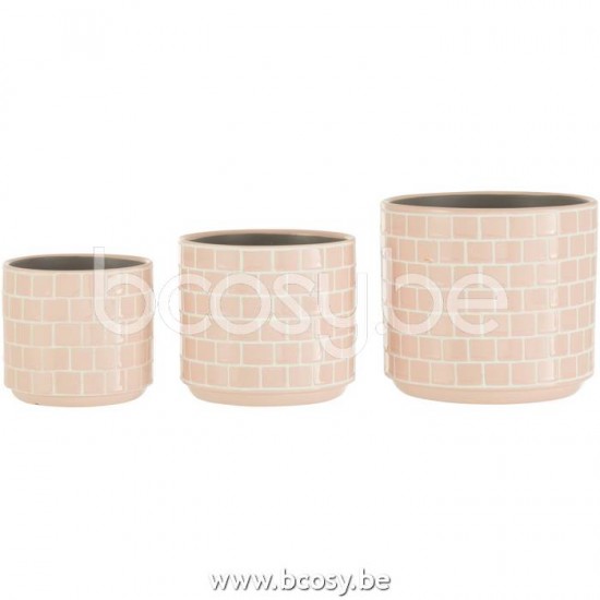 cachepots de fleur Jolipa J Line Jline Cachepot Brillant Carre Ceramique Rose Large