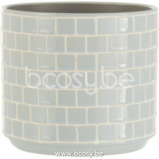 J Line Jline Jolipa 22989 Bloempot Blinkend Vierkant Keramiek Blauw Large