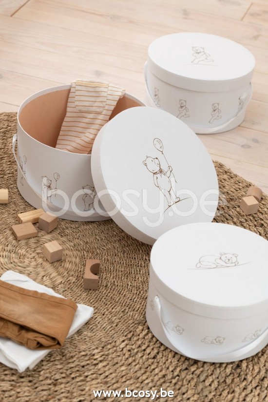 Jline Set Of 3 Boxes Bear Round White