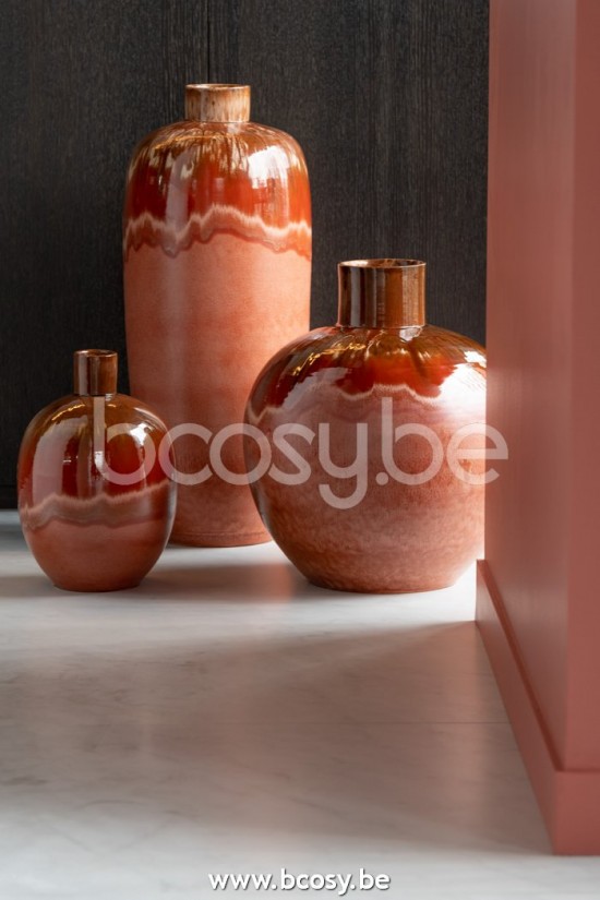 JLine J Line 23097 Vaas Aline Keramiek Rood Large L12xB35xH90 cm bloemvaas bloemenvaas siervaas bloemvazen bloemenvazen siervazen